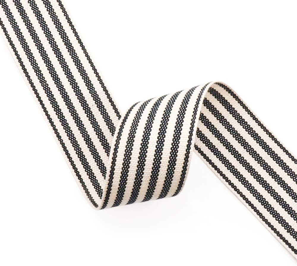 CT CRAFT LLC Ivory Cotton Black Stripes Ribbon 1.5" x 10 Yards for Home Décor Gift Present Wrapping DIY Crafts Birthday Wedding Bouquet Christmas - Crafty Corner