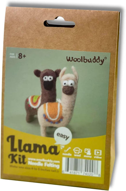 Woolbuddy Needle Felting Kit for Beginners & Adults – Llama DIY Felt Animal Starter Kit with Natural Wool Roving, Felting Needles & Step-by-Step Instructions