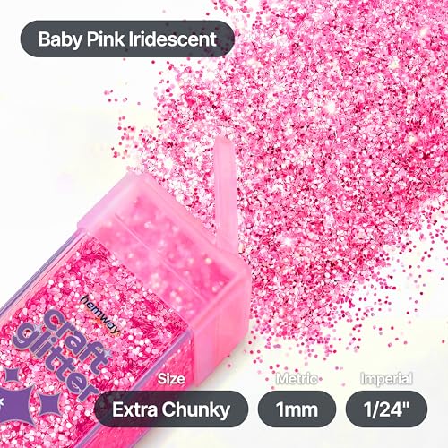 Craft Glitter Shaker Baby Pink Iridescent 110g Extra Chunky (4.5 Ounce)