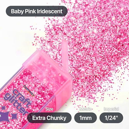 Craft Glitter Shaker Baby Pink Iridescent 110g Extra Chunky (4.5 Ounce)