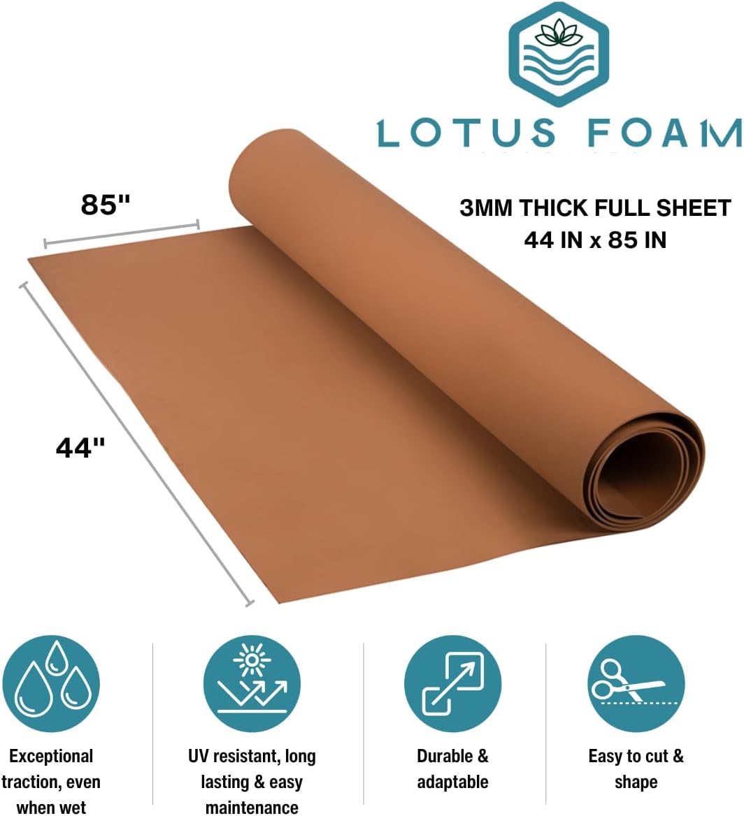 LotusFoam Large 3mm EVA Foam Sheet - 44"x 85" High Density Foam 130 kg/m3 for Cosplay, Costumes, Crafts, Flooring, Outdoor Use - 35 Colors (Copper) - Copper - Crafty Corner