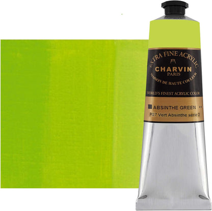 Charvin Extra Fine Professional Acrylic Paint - Absinthe Green, 150ml Tube, Triple-Milled, Lightfast Pigments, Open Stock Artist Acrylic Paints in Nature-Inspired Hues