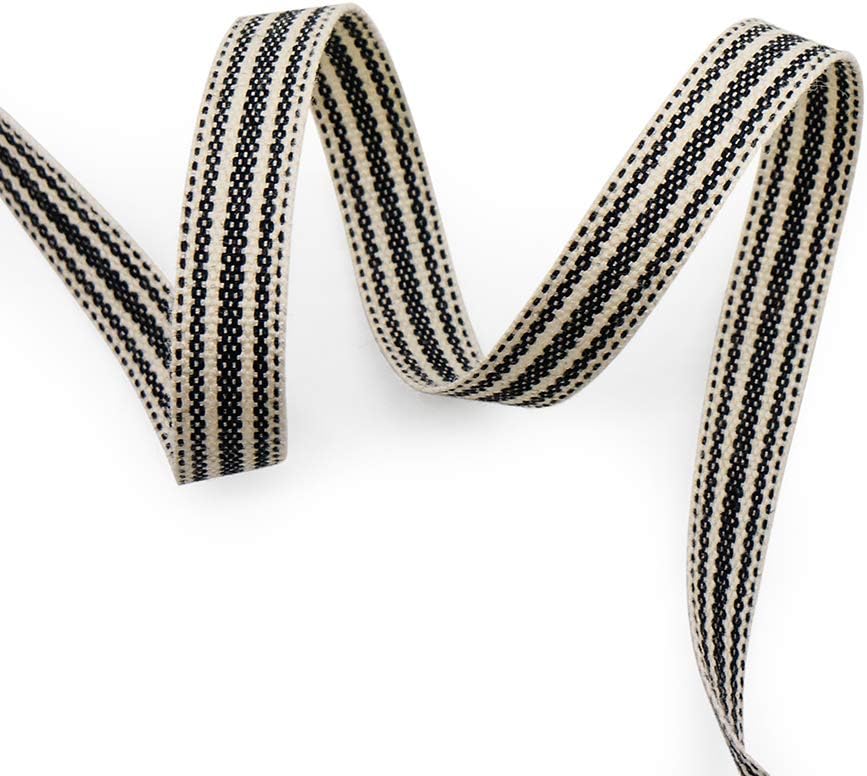 CT CRAFT LLC Ivory Cotton Black Stripes Ribbon 3/8" x 10 Yards for Home Décor Gift Present Wrapping DIY Crafts Birthday Wedding Bouquet Christmas - Crafty Corner