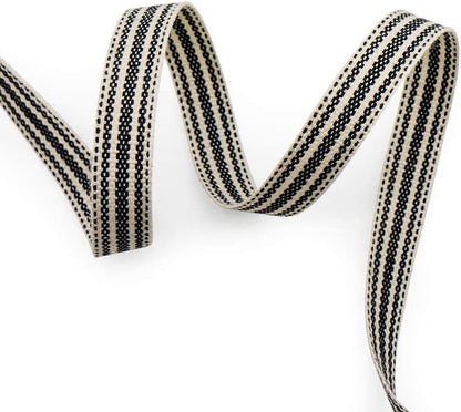 CT CRAFT LLC Ivory Cotton Black Stripes Ribbon 3/8" x 10 Yards for Home Décor Gift Present Wrapping DIY Crafts Birthday Wedding Bouquet Christmas - Crafty Corner