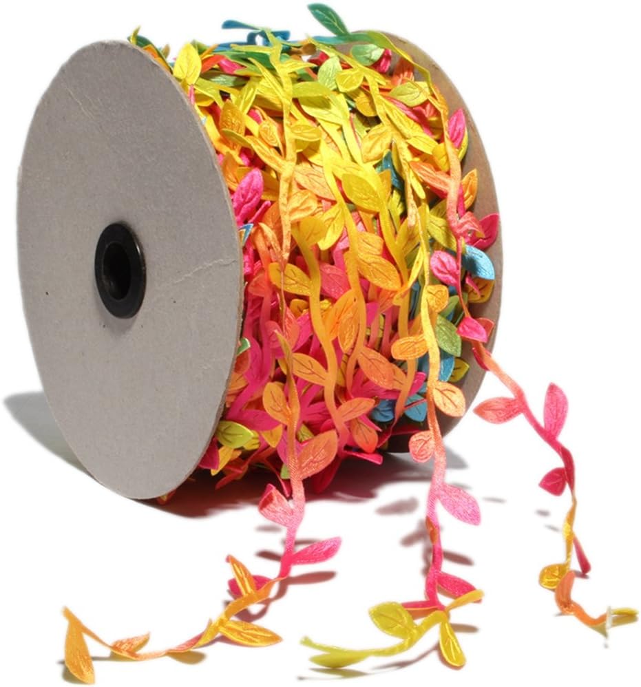 BASOKAN Colorful Rainbow Leaves Leaf Ribbon Trim Rope - 20 Yards - for Garland DIY Crafts and Party Wedding Home Decorations - Crafty Corner