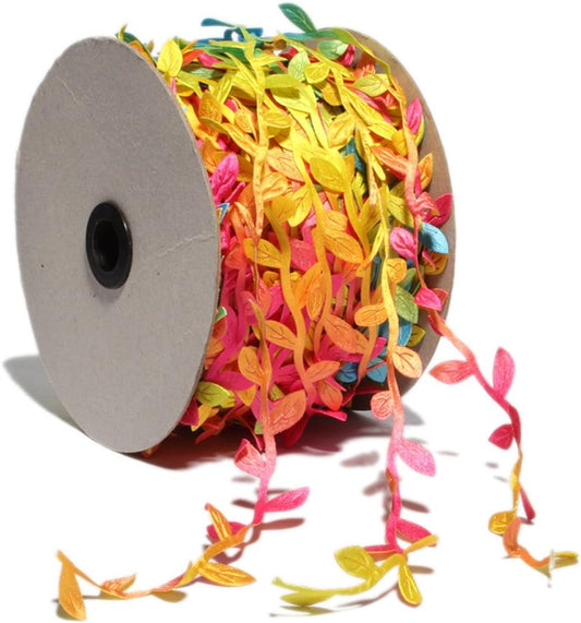 BASOKAN Colorful Rainbow Leaves Leaf Ribbon Trim Rope - 20 Yards - for Garland DIY Crafts and Party Wedding Home Decorations - Crafty Corner
