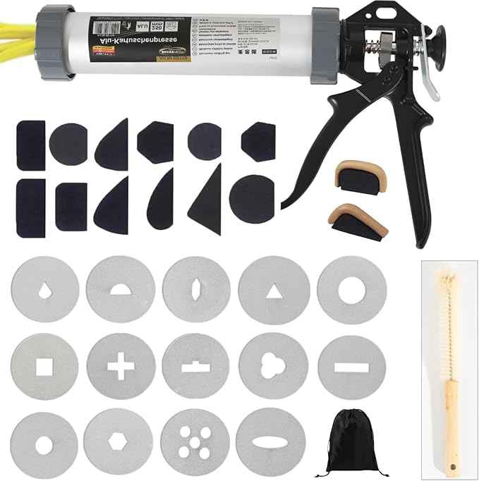 Griiyakii Clay Extruder Tool - Handheld Clay Gun with 14 Plates for Sculpting and Crafting, Includes 12 Pcs Mug Handle Forms Pottery Shaping Tool Kit