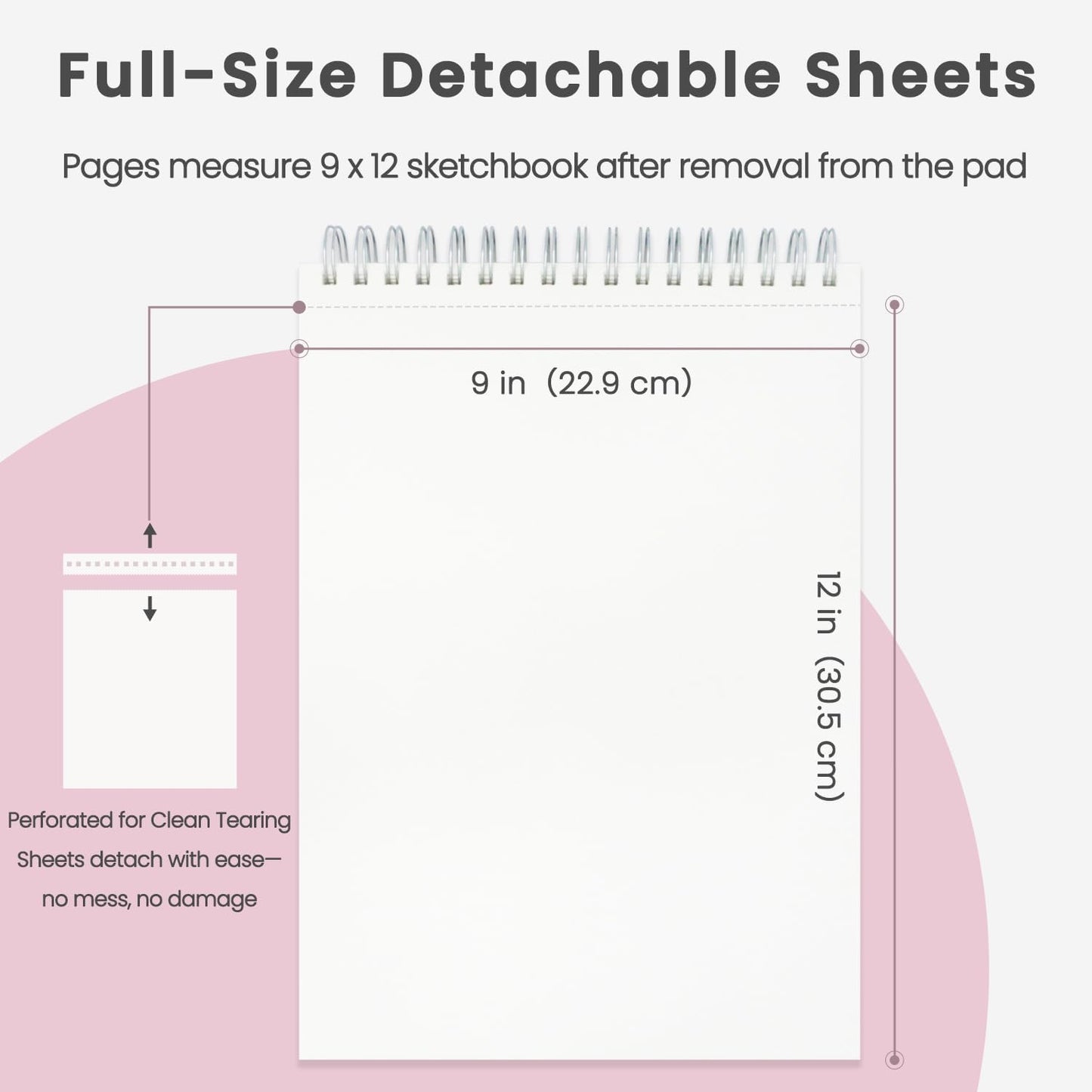 9"x12" Sketchbook Pink, 1 Pack-100 Sheets Cute Sketchbook for Girls, 68lb/100gsm Pink Sketch Book for Kids, Spiral Drawing Pad for Kid, Art Supplies for Kids 9-12 Girls. - Crafty Corner