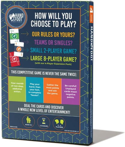 Hand & Foot Remastered 4 Player Edition + Bonus 120-Page Scorepad – Card Game for Adults & Families