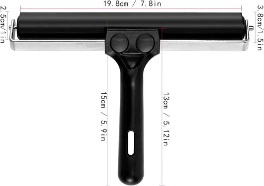 Printmaking Brayers，Rubber Roller, Brayer Ideal for Anti Skid Tape Construction Tools, Print, Ink and Stamping Tools,Crafting, Hard Rubber Roller Brayers, Vinyl Roller Ink Paint Brush (7.9in)