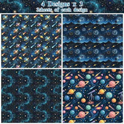 12 Sheet Galaxy Telescope Wrapping Paper (12 Count)