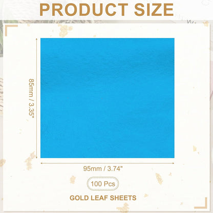 PATIKIL Gold Leaf Sheets for Art 3.7" x 3.4", 100 Pcs Gold Foil Sheet Metallic Leaf Papers for DIY Crafts Resin Furniture Nails Paintings Home Decoration, Sky Blue