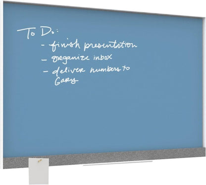 U Brands Magnetic Glass Dry-Erase Board, 24" X 18" Inches, Blue Surface, White Aluminum Frame