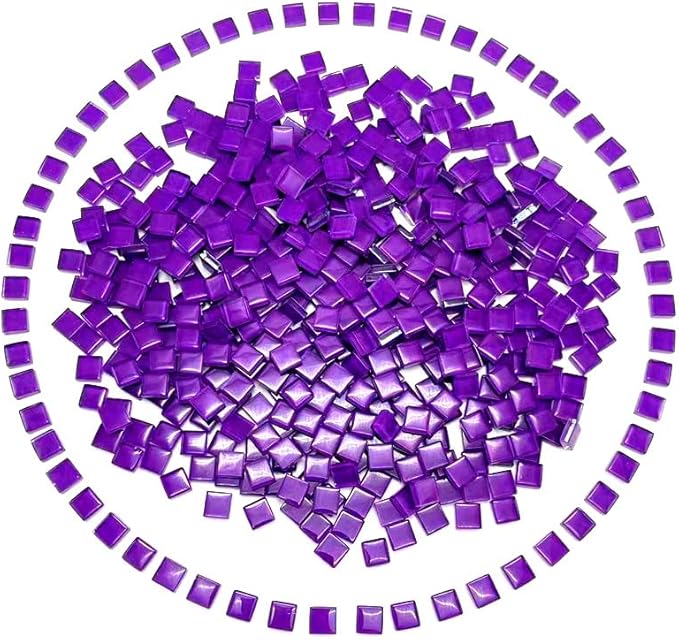500G/ 1.1LB Bulk Crystal Mosaic Tiles, Assorted Color Opaque Mosaic Glass Crafts Supplies Handmade Crafts for DIY Picture Coaster Home Kitchen Bathroom Mosaic Decoration(0.4x0.4 inch, Purple)