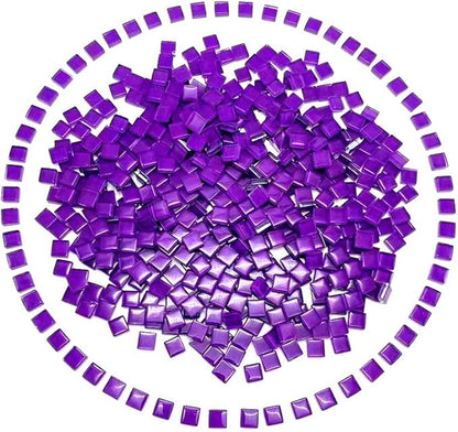 500G/ 1.1LB Bulk Crystal Mosaic Tiles, Assorted Color Opaque Mosaic Glass Crafts Supplies Handmade Crafts for DIY Picture Coaster Home Kitchen Bathroom Mosaic Decoration(0.4x0.4 inch, Purple)