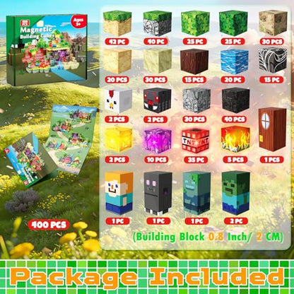 400 PCS Magnetic Blocks with Light Up Blocks (400 Count)