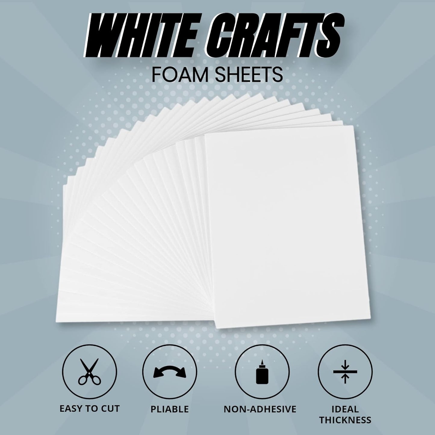 24 Ct Sheets White EVA Cosplay Foam in 9” x 12’’ Sheets; High Density Thick Foam 85 kg/m³, 2mm (1/12”); Great for Costumes, Props, Armor, Masks, Arts and Crafts Projects - Crafty Corner