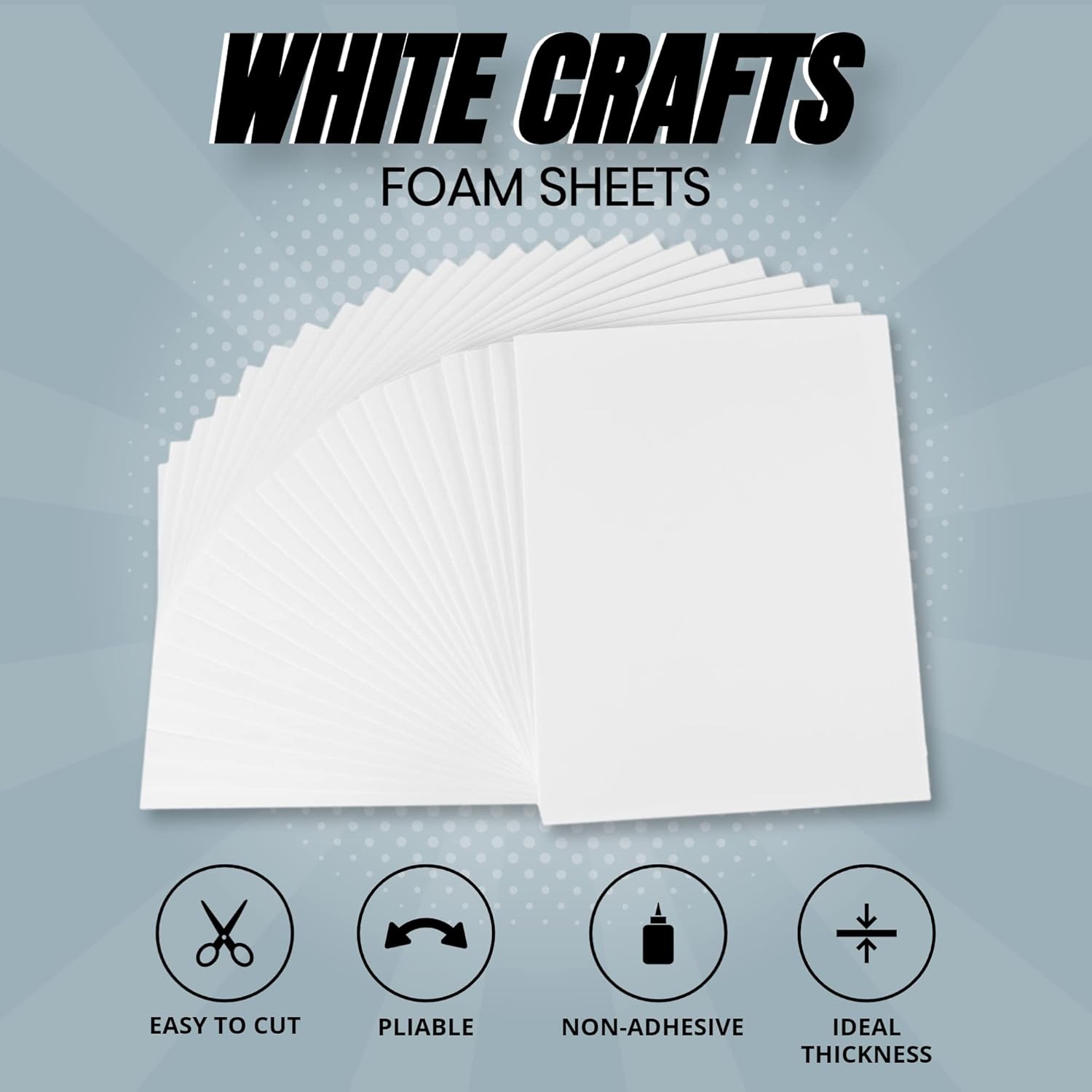24 Ct Sheets White EVA Cosplay Foam in 9” x 12’’ Sheets; High Density Thick Foam 85 kg/m³, 2mm (1/12”); Great for Costumes, Props, Armor, Masks, Arts and Crafts Projects - Crafty Corner