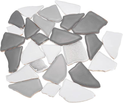 uxcell 500g/1.1LB Irregular Ceramics Mosaic Tiles, 3.2-8.5 cm Bulk Stained Ceramic Mosaic Pieces Stones Mosaic Kits for DIY Art Craft Projects Home Decor, Mixed Grey