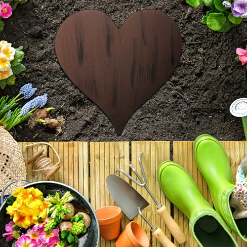 3 Pcs Heart Garden Stepping Stones Brown Cast Iron Stepping Stones Rustic Style Outdoor Stones for Garden Walkway Outside Decorative Decor