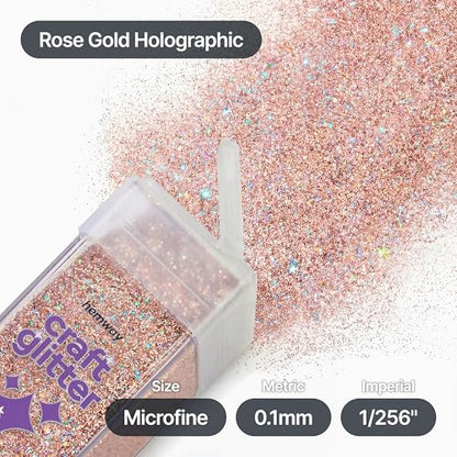 Craft Glitter Shaker Rose Gold Holographic 130g Microfine (4.6 Ounce)