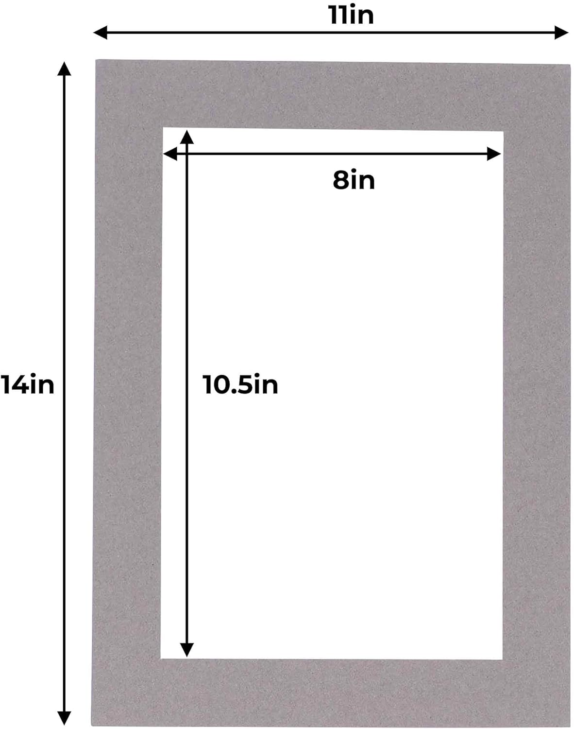 11x14 Mat for 8.5x11 Photo - Precut Charcoal Picture Matboard for Frames Measuring 11 x 14 Inches - Bevel Cut Matte to Display Art Measuring 8.5 x 11 Inches - Acid Free Pack of TEN MATS