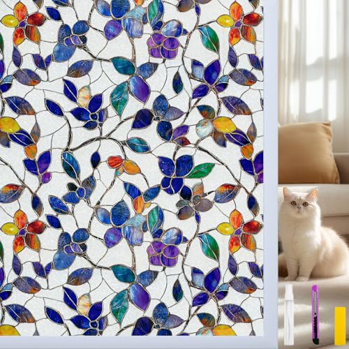 Window Privacy Film with Installation Tools Home Decorative Colored Glass Window Stickers Reusable electrostatic Rainbow Stickers