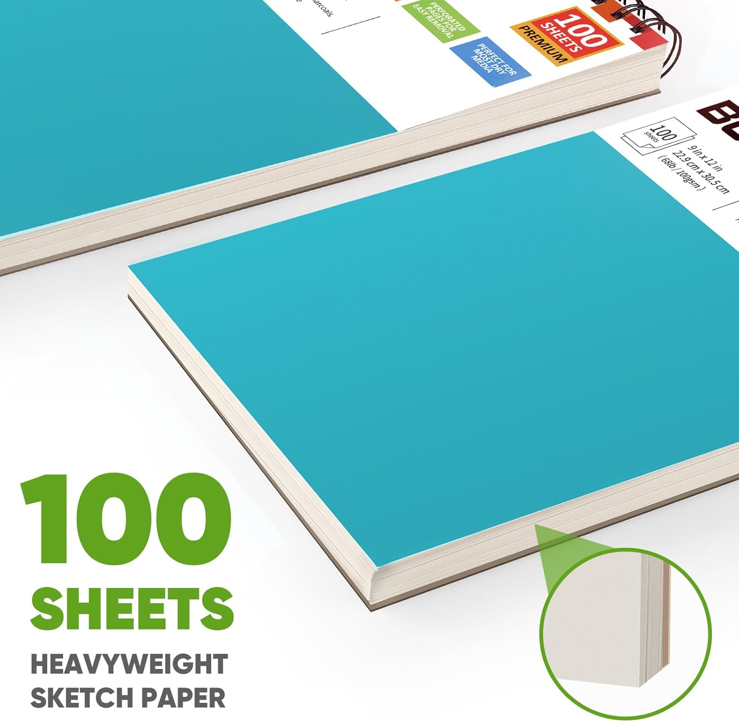 Soucolor School Supplies 9" x 12" Sketch Book for High College Teacher Student, 1-Pack 100 Sheets Spiral Bound Art Sketchbook, Acid Free (68lb/100gsm) Artist Blank Book for Kids, Back to School Stuff - Crafty Corner