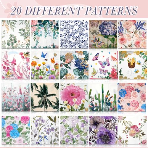 20 Pack Decoupage Napkins Floral Cocktail Decorative Paper Napkins (20 Count)