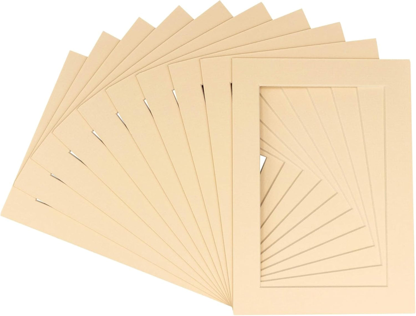 Pack of 25 Acid Free 11x14 Mats Bevel Cut for 8.5x11 Photos - Beige Precut Matboards For Pictures, Photos, Framing - 4-ply Thickness