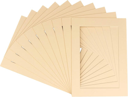 Pack of 25 Acid Free 11x14 Mats Bevel Cut for 8.5x11 Photos - Beige Precut Matboards For Pictures, Photos, Framing - 4-ply Thickness