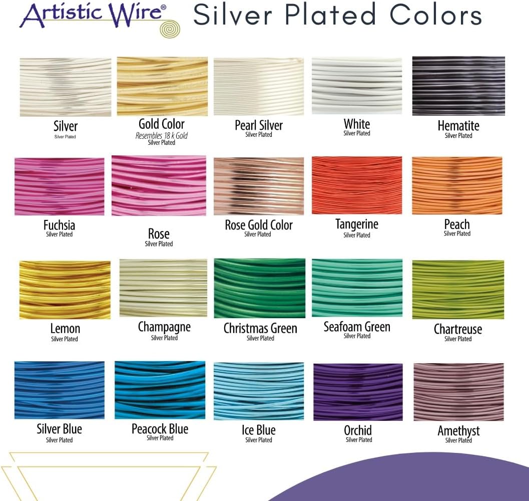 Artistic Wire, 28 Gauge Silver Plated Tarnish Resistant Colored Copper Craft Wire, Gold Color, 40 yd