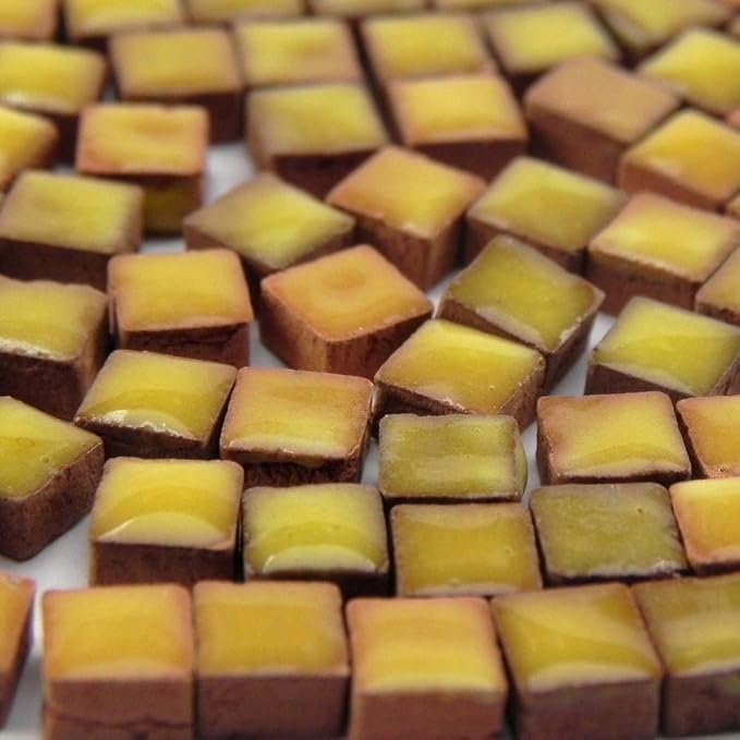 1000 Pieces Mini Ceramic Mosaic Tiles for Crafts, Handmade Artwork 3/16inch 5 mm Saffron, RY03