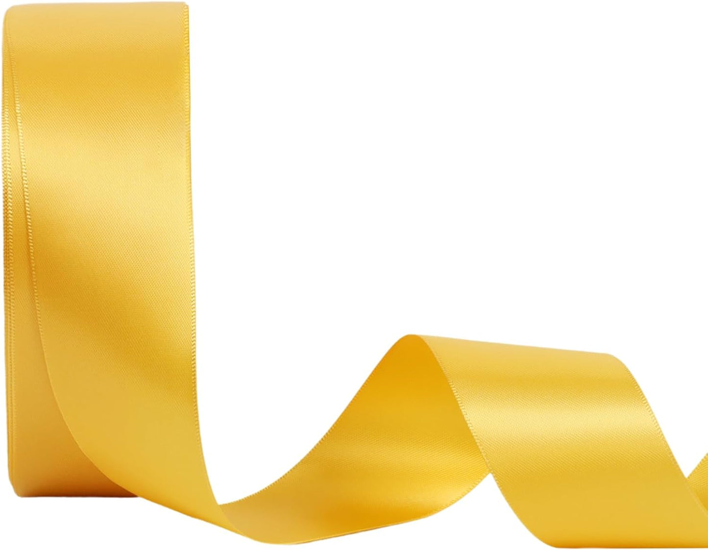 LaRibbons 1 1/2 Inch 50 Yard Double Faced Satin Ribbon,Yellow Gold Satin Craft Fabric Ribbon for Gift Wrapping Floral Bouquets Wedding Party Decoration - Crafty Corner