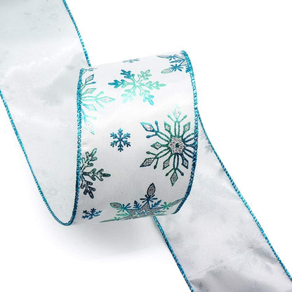 CT CRAFT LLC Satin with Blue Snowflake Wired Ribbon 2.5 Inch x 10 Yards for Christmas Home Decor Tree Topper Bow Gift Wrapping DIY Crafts Wreath Garland - Crafty Corner