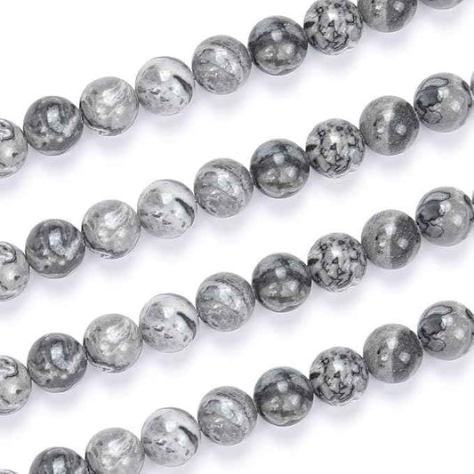 70pcs Adabele Natural Landscape Jasper Healing Gemstone 10mm (0.39 inch) Round Loose Beads Gem Stone Spacer for Craft Jewelry Making GF19-10