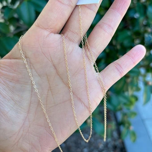 Adabele 5 Feet Real 1/20 14K Gold Filled Unfinished Flat Cable Link Chain 1.5mm (0.06 Inch) Thin Small Bulk Non Tarnish for DIY Craft Jewelry Making KG-R3