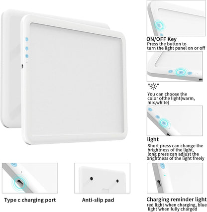 Rechargeable A4 Diamond Art Light Board,Super Bright Tracing Light Box,6 Levels Brightness with 3 Colors Mode and Stand, Wireless Tracing Pad for Diamond Painting,Weeding Vinyl,Sketching & Drawing