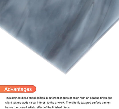 MECCANIXITY 2 Pcs Stained Glass Sheet Mosaic Tile 7.9 Inch x 5.9 Inch Gray Stained Glass Sheets for Crafts DIY Art Project