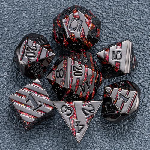 Decorative Inlay Metal Dice Set 7pcs (7 Count)
