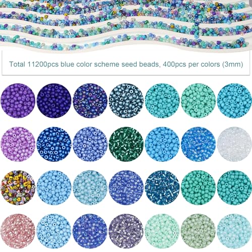 11200pcs Glass Seed Beads for DIY Crafting Bracelet Necklace Embroidery Jewelry Making Supplies (11200 Count)