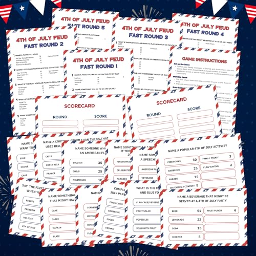 4th of July Friendly Feud Game with 2 Answer Buzzers for Patriotic (30 Count)