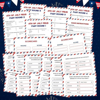 4th of July Friendly Feud Game with 2 Answer Buzzers for Patriotic (30 Count)