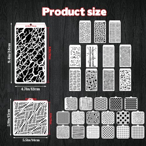 30 Pcs Abstract Layering Stencils for Painting (30 Count)