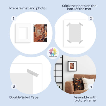 Mat Board Center, Pack of 25, 8x10 for 5x7 White Mats - Acid Free, 4-ply Thickness, White Core - for Pictures, Photos, Framing