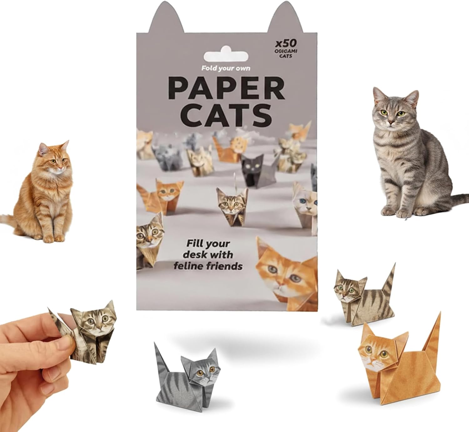 DIY Paper Cats Origami Kit - 50/30 Sheets DIY Paper Origami to Fold Your Own Cute Cat/Dog/Dino Figures - Perfect Desk Origami Cats Decoration & Creative Gift for Kids, Adults & Cat Lovers (Cat) - Crafty Corner