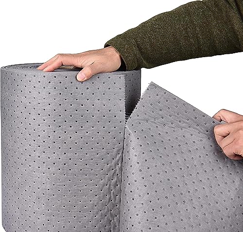 Premium Polypropylene 150' L x 15" W Absorbent Mat Roll Gray Heavy Weight Oil Absorbing Mats Universal Oil for Absorbing Oils