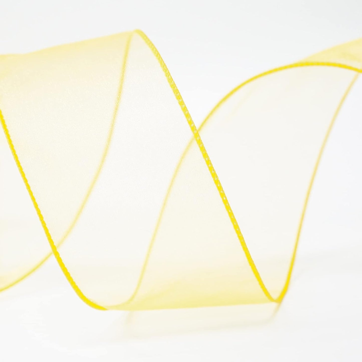 CT CRAFT LLC Sheer Organza Wired Ribbon 2.5" x 50Yards Yellow for Wedding Chair Bow Flora Bouquet Gift Wrapping Christmas Tree Home Decor Wreath - Crafty Corner