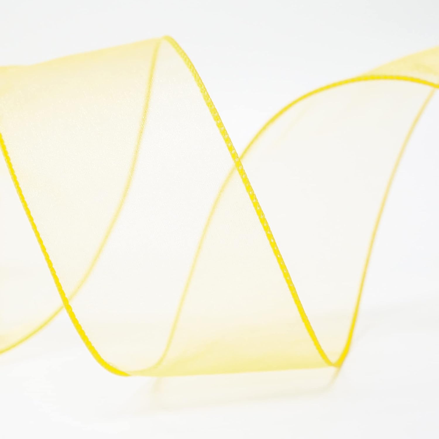 CT CRAFT LLC Sheer Organza Wired Ribbon 2.5" x 50Yards Yellow for Wedding Chair Bow Flora Bouquet Gift Wrapping Christmas Tree Home Decor Wreath - Crafty Corner