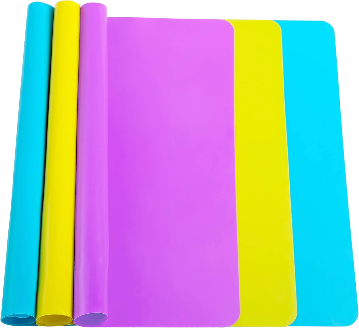 3 Pack Silicone mat Large Silicone Sheets for Crafts, Liquid, Resin Jewelry Casting Molds Mat, Silicone Placemat 15.7” x 11.8” (Blue& Purple & Yellow) - Crafty Corner